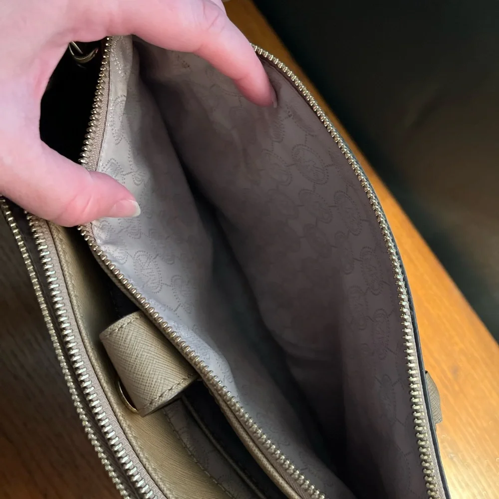 Michael Kors Tan Satchel with Dual Handles and Adjustable Strap - Picture 8 of 9